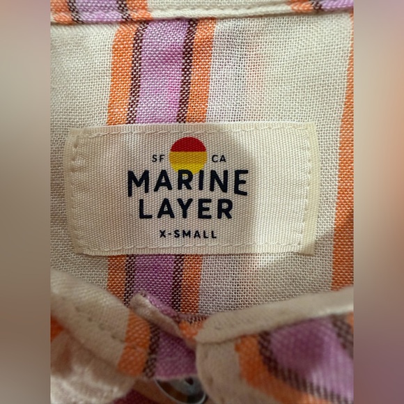 Marine Layer Pink & Cream Women’s Lyocell Tencel Stripes Button Up Shirt size XS - Picture 4 of 6